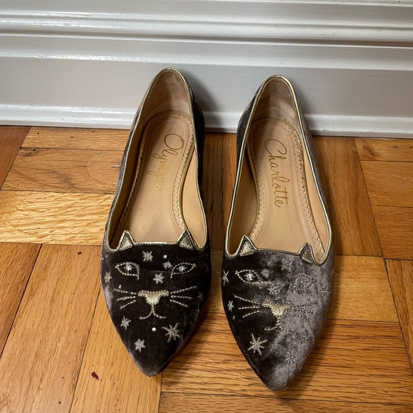Charlotte Olympia Shoes Charlotte Olympia Velvet Anthracite Kitty